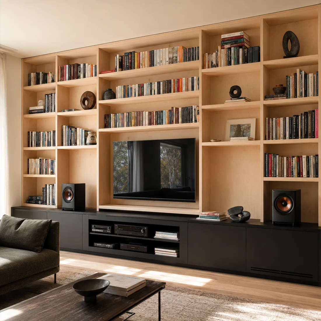 Shelving wall and media unit